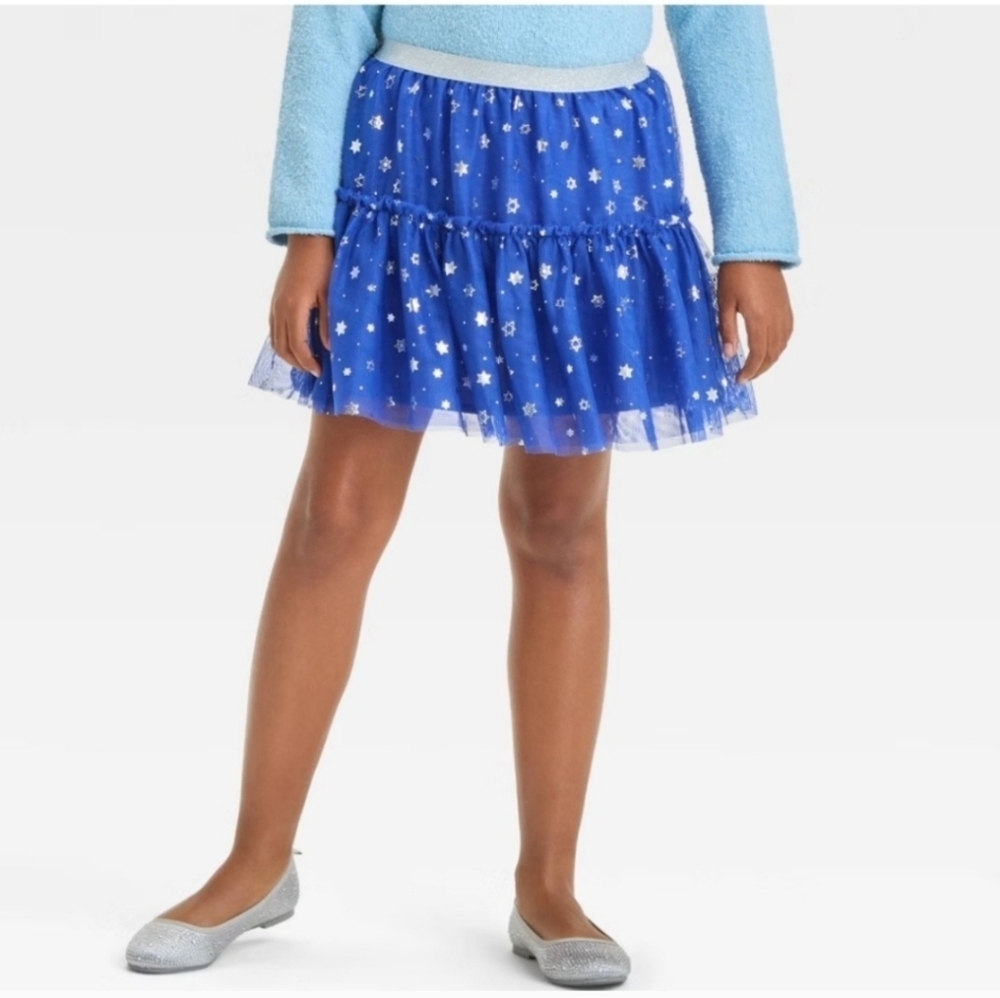 Cat & Jack Blue Star Tutu Skirt & Long Sleeve T-Shirt Set L(10-12)